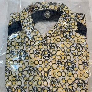 Club Ride Apparel Yellow and Black Circle Pattern Shirt